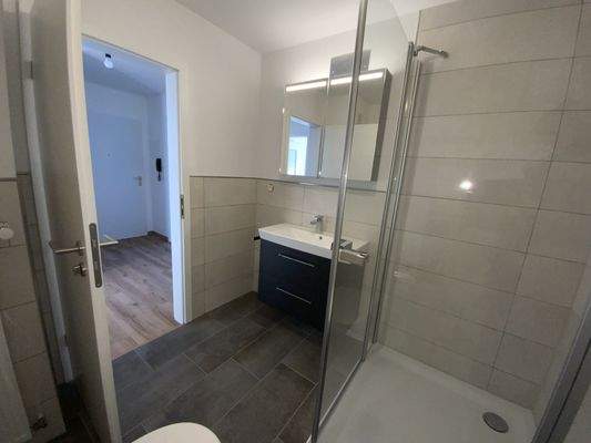 Badezimmer und Wohnungseingang