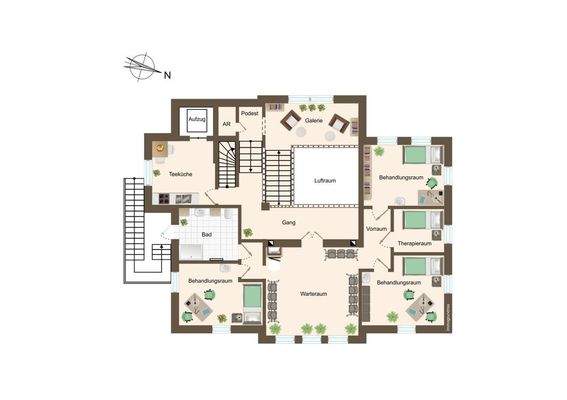 Variante 2: Grundriss Obergeschoss Praxis