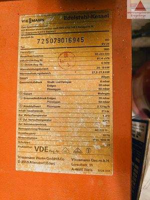 Typenschild Heizung