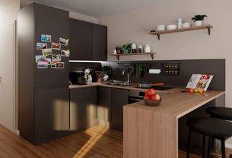 Die offene Wohnküche lädt zu gemeinsamen Mahlzeite