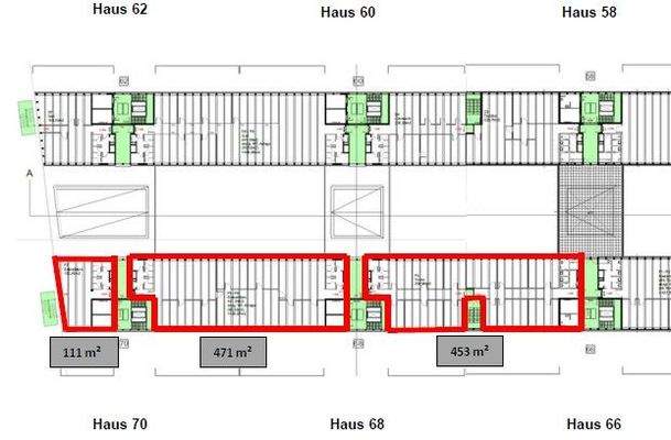 Haus 66 68 70 3. OG ca. 111 m², ca. 471 m² und ca. 453 m²