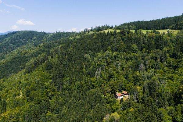 Bauernhof eingebettet im umliegenden Grundbesitz