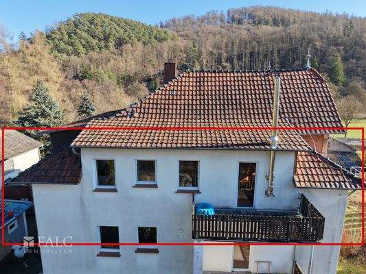 Hausansicht Balkonseite von oben_markiert