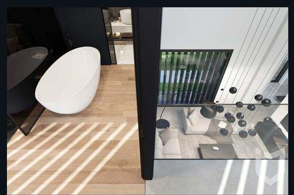 Blick vom OG mit Wanne