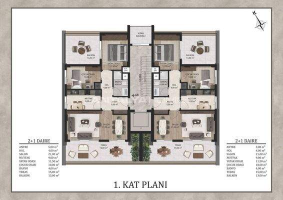 Flats in a Complex with Pool Near Airport in Antalya