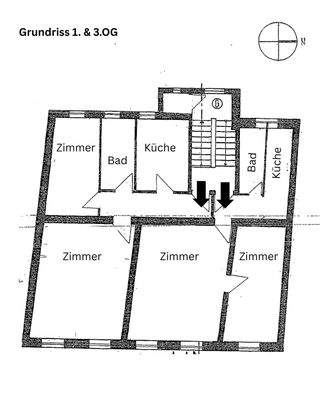 Grundriss 1.OG & 3.OG