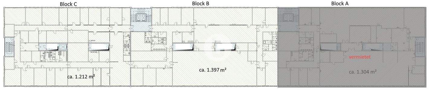 2. Obergeschoss mit ca. 2.609 m², teilbar ab ca. 1.212 m²
