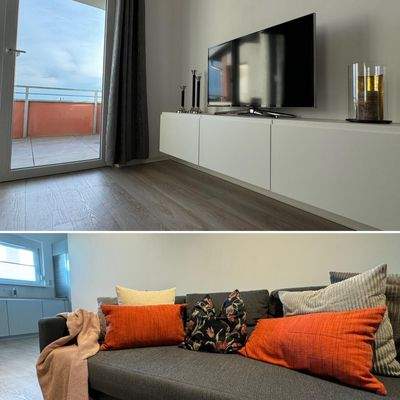 Wohn-Essbereich mit Zugang zum Balkon