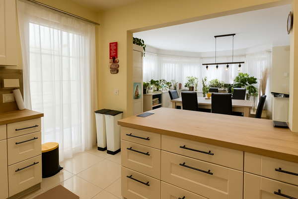 Blick von Küche zum Essbereich