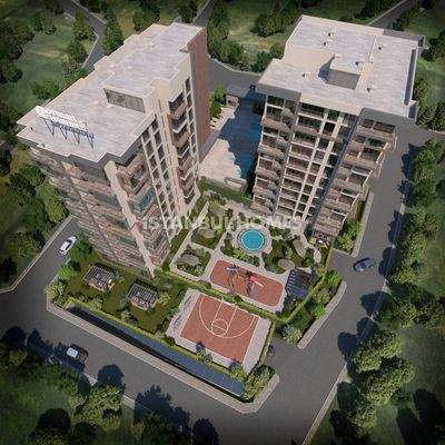 Apartments in a Complex with Forest View in Istanbul Kagithane