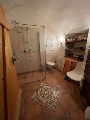 Bad mit begehbaren Dusche und WC im Erdgeschoss