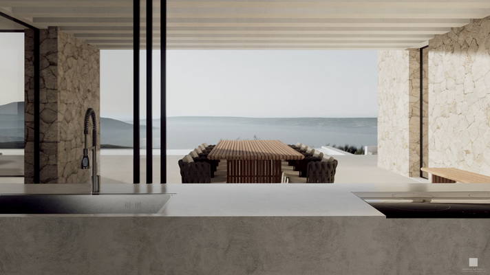 Blick zum Outdoor-Essbereich