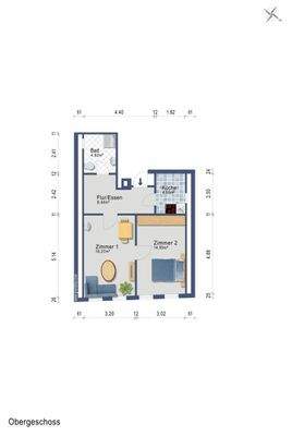 Wohnung 2 im Obergeschoss vorne(Darstellung und Maßangaben sind ohne Gewähr)