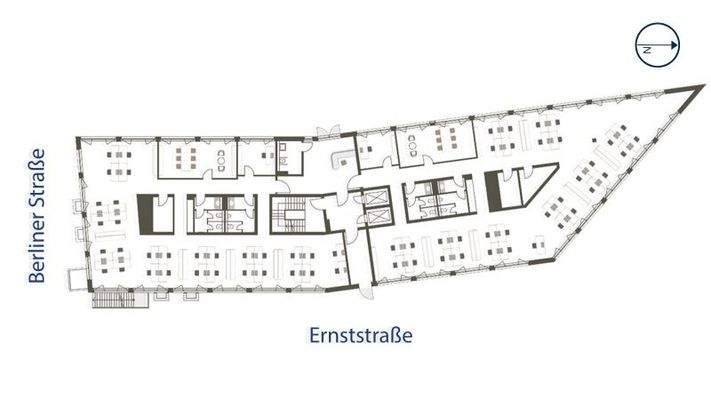 Großraumbüro Grundrissbeispiel Erdgeschoss