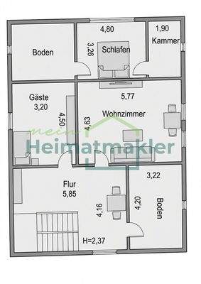 Grundrissskizze Obergeschoss