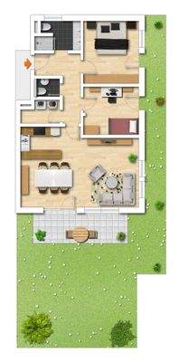 Grundriss Whg. B4, 3-Zimmer Wohnung