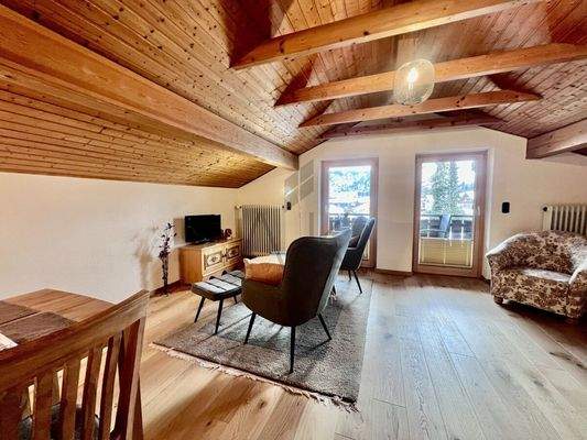 Mansarden living Blick auf das Hohe Schloss zu Füssen