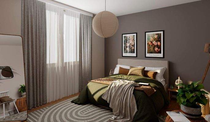 Helles und komfortables Schlafzimmer