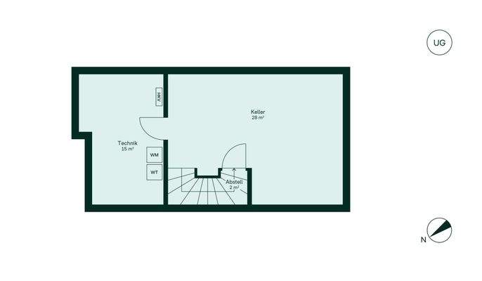 Hier gibt es genug Stauraum im Untergeschoss