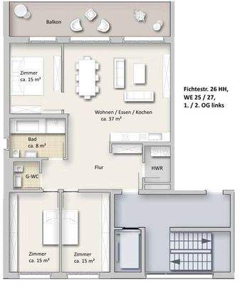 Fichtestraße 26a - Gartenhaus, Leipzig - Grundriss ETW 25 