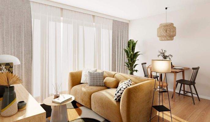 Ein helles, geräumiges Wohnzimmer