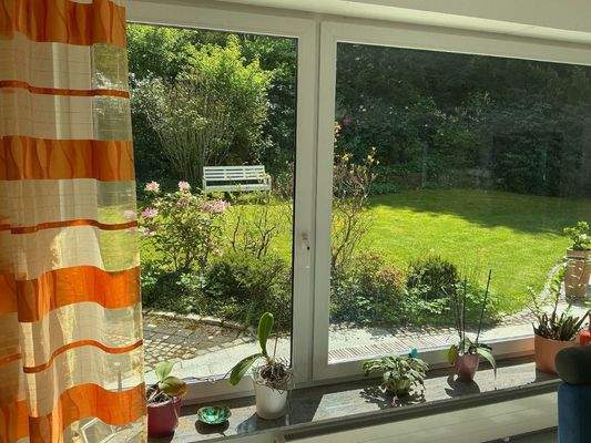 Blick aus dem Wohnzimmer in den Garten