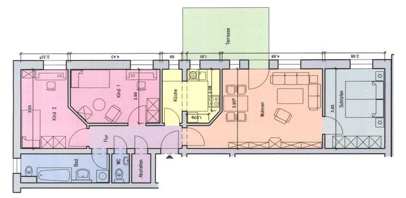 Grundriss 4-Raum-Wohnung