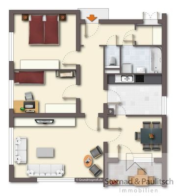 Grundriss möbliert Visualisierung