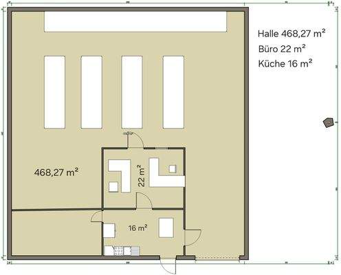 Grundriss Lagerhalle / Büro