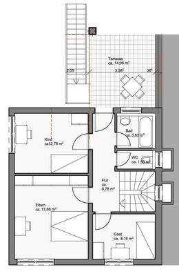 Erdgeschoss mit Zugang zur Terrasse und Garten