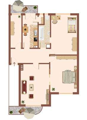 Wohnung rechts (hat Wohnküche)