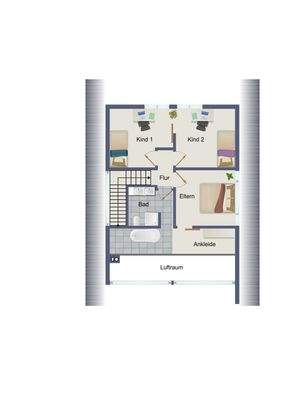 Grundriss 2D Obergeschoss