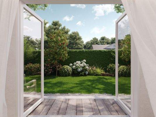 Visualisierung Gartenansicht Sichtschutzhecke von 