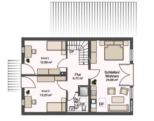 Grundriss vom Obergeschoss