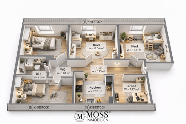 KI erstellter 3D-Grundriss