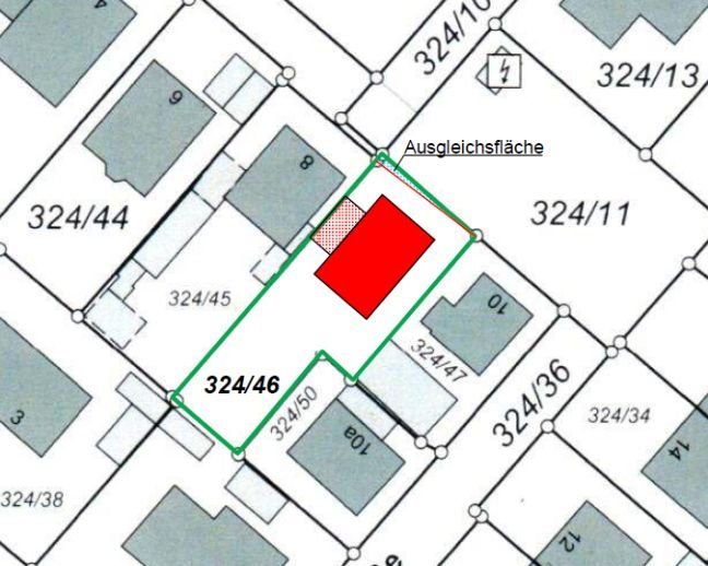 Grundstück in ruhiger Lage mit sonniger S-W-Ausrichtung mit vorhandener Baugenehmigung für ein EFH