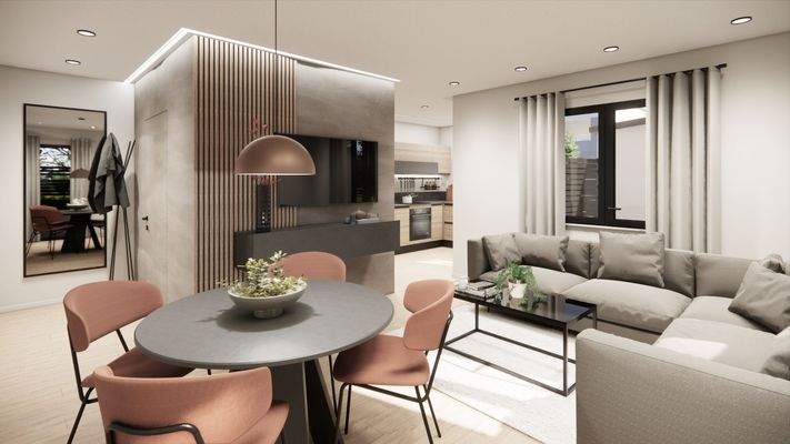 Wohn- / Essbereich - Visualisierung, Abweichungen möglich!