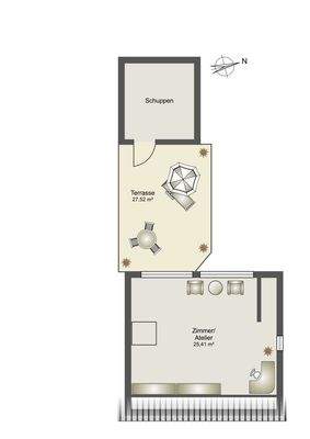 Dachgeschosse, nicht maßstabsrecht (Einrichtungsbeispiel)!