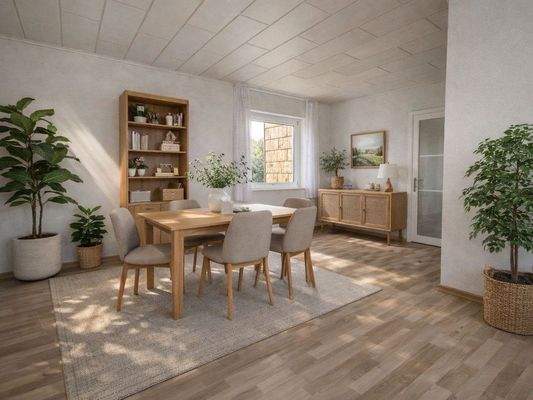 Wohnzimmer (per KI möbliert visualisiert)