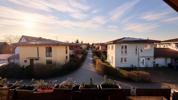 Ausblick vom Balkon am Abend