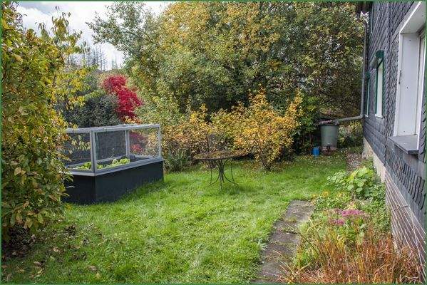 Garten mit Gewächshaus Südseite