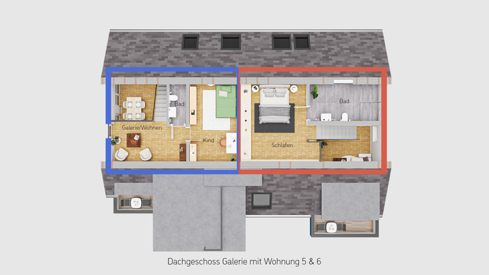 Dachgeschoss Galerie Whg.5 u. Whg. 6