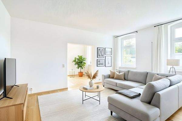 Wohnzimmer digital möbliert