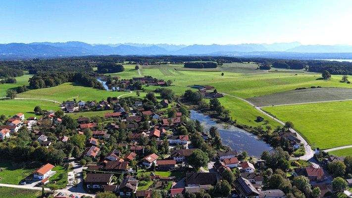 Drohnenblick vom Grundstück