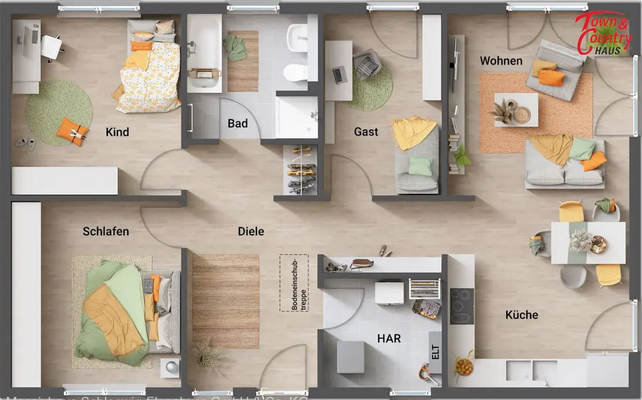 Grundriss Bebauungsbeispiel Bungalow