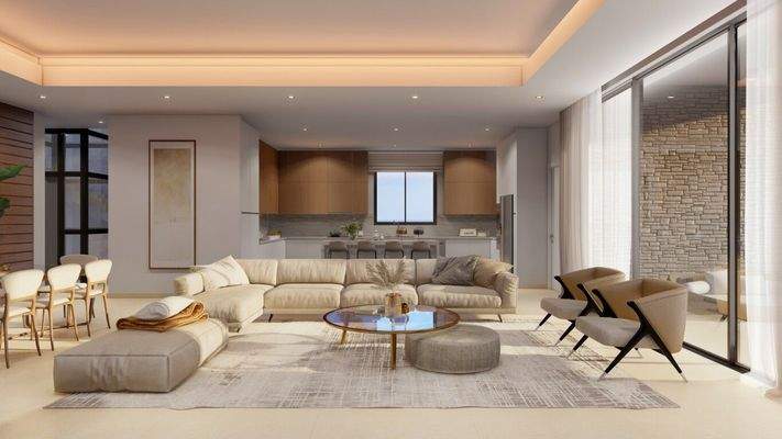 Wohnzimmer mit Küche 