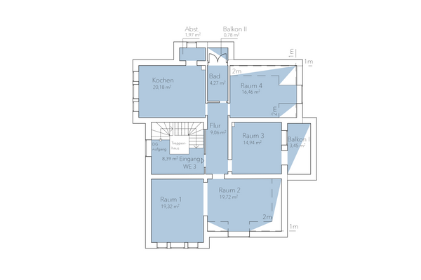 Grundrissskizze Villa Obergeschoss