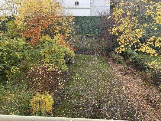 Blick vom Balkon auf den Garten-/Erholungsbereich