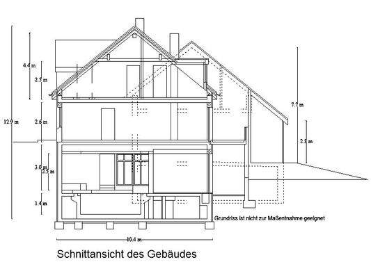 Schnittansicht des Gebäudes
