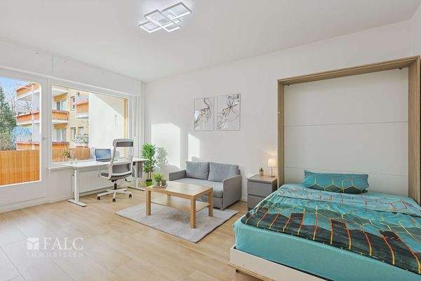 Wohnzimmer (Klappbett offen)